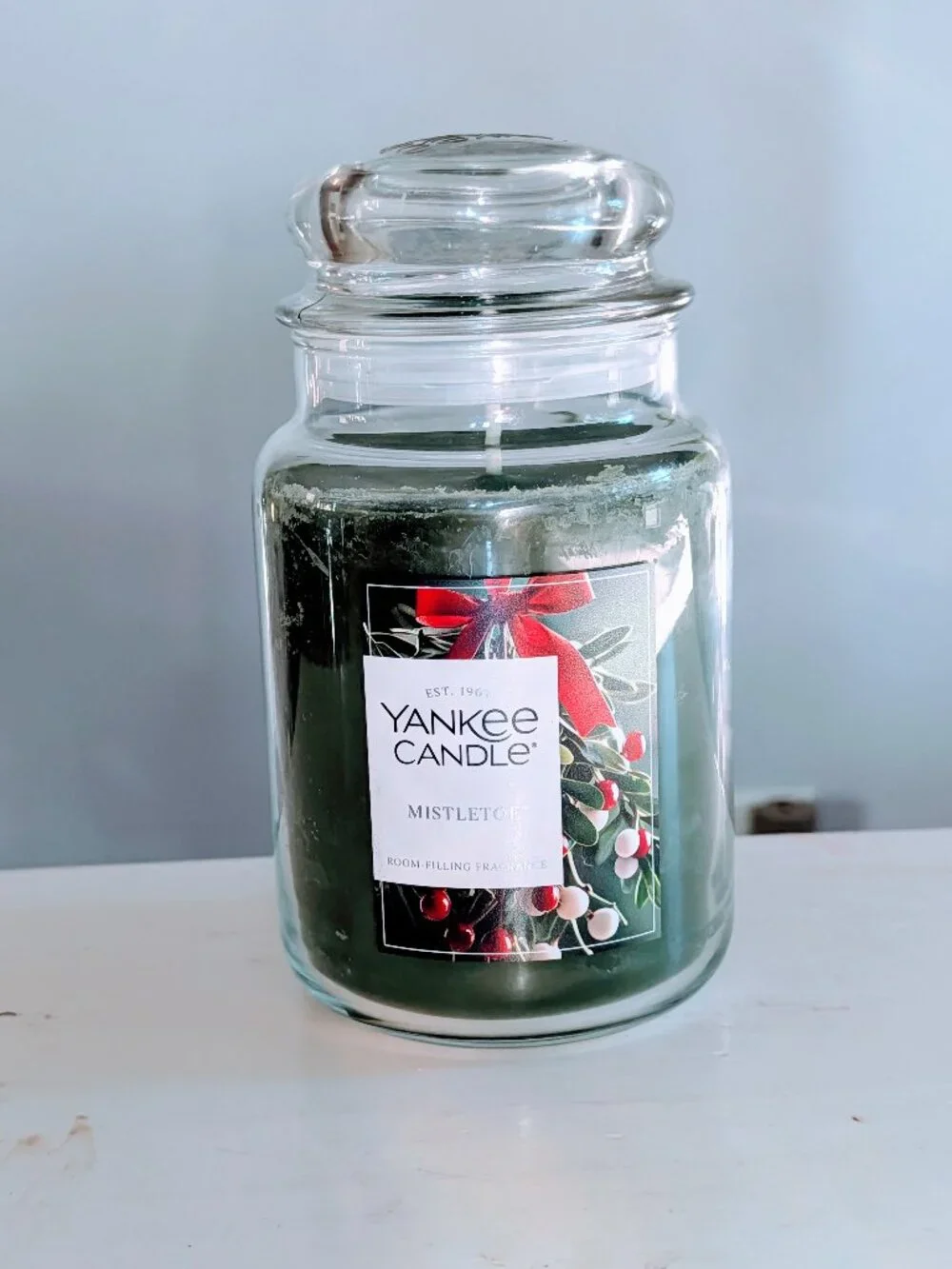 Yankee Candle Mistletoe 22 oz Large Jar Candle Christmas Holiday Pine Scent New